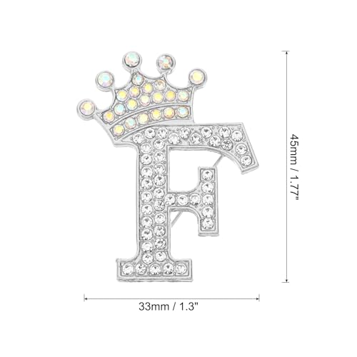 Image of PATIKIL Letter Brooch Pins, Crown Initial Rhinestone Alphabet Letter Lapel Badges Pin for Women Suits
