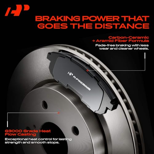 Image of A-Premium 9.45 inch (240mm) Front Vented Brake Rotors and Ceramic Pads Kit | Compatible with Honda Models - Civic 1990-2000, Civic del Sol 1993-1997, CRX 1990-1991, 6-Pack