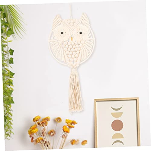 Tapiz de macramé de búho colgante: decoración del hogar estilo boho chic de algodón 7