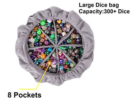 Puged Large Dnd Dice Dragon Drawstring Bags With Pockets Black Storage Bag For Rpg Mtg Game Dices Capacity Over 300 Dice #TOP1