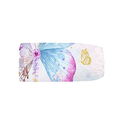 Image of 3pcs Crib Bedding Set with Comforter, Sheet & Skirt, Butterfly Mermaid Scales Printed Nursery Bedding for Baby Boys & Girls (Butterfly Pink)