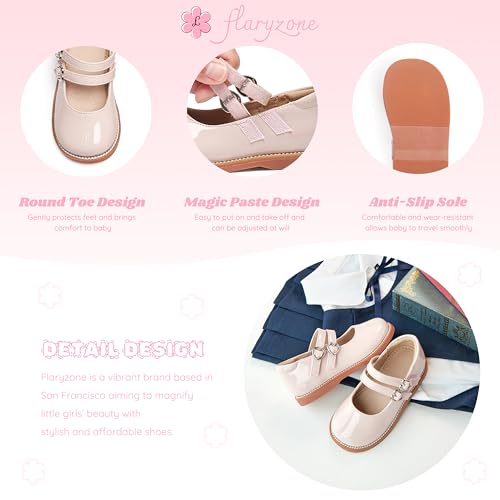 Image of Flaryzone Toddler Girls Mary Jane School Uniform Oxfords Dress Shoes Flats | Wide Round Toe,Cushioned Comfort, Flower Girl shoes for Wedding Party Daily