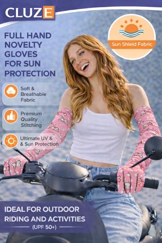 Image of Women's Driving Gloves, Printed Cotton Full Hand Summer Gloves for Protection from Sun Burn /Heat /Pollution (Pack of 1 Pair)