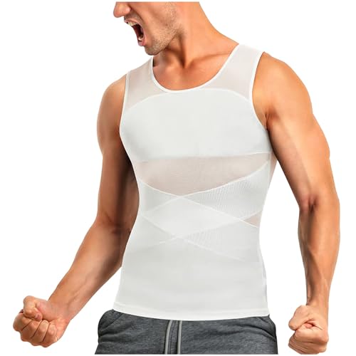 Mens Compression Sleeveless Shirt Trendy Slim Body Shaper Vest Undershirt Tank Tops Tummy Control Workout Shapewear