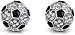 Small Crystal Embellished 1/2" Soccer Ball Stud Earrings Silver Tone Girls, Teens, Women