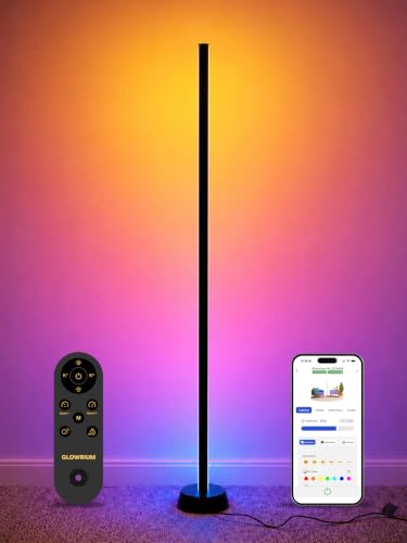 Image of GLOWRIUM Smart RGBY+IC Corner Floor Lamp Compatible with Alexa, APP and Remote | Color Changing Standing Lamp, Music Sync, 16 Million Colors, 63+ Scenes,2000-7500K, Floor Lamp for Living Room Bedroom Gaming