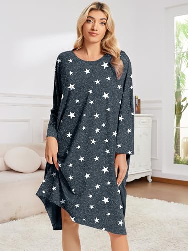 Image of CRIPOM Plus Size Moo Moos for Women Oversized Sleep Shirts for Women Oversized Nightgown with Pocket Fit S-5XL