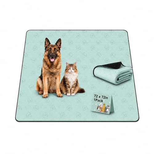 Image of Washable Pee Pads for Dogs 1 Pack, Reusable Waterproof Leak-Proof Puppy Training Pads, Super Absorbent Non-Slip Dog Whelping Pads for Crate, Playpen, Bed & Floor (72 inchx72 inch Green)