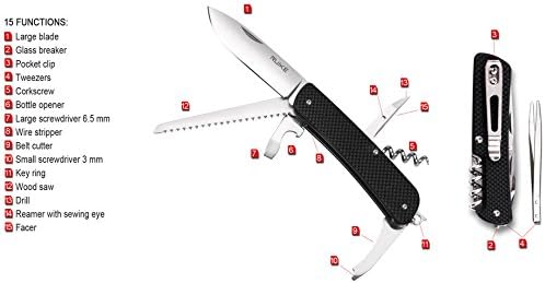 Miniatura 2 de Ruike Pequeño kit de cuchillos de campamento multiherramientas 15 en 1 EDC plegable cuchillo de bolsillo táctico para hombres y mujeres, regalos,