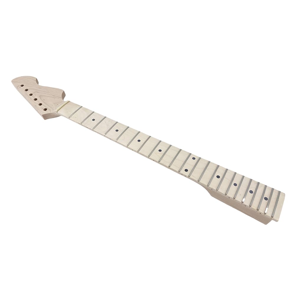 Duża głowa, gryf gitarowy, 22 progi, 648 mm, klon, elektryczne, basowe, szyjki w kropki, normalna nakrętka, śruba na pięcie, bez wiązania, regulowana na koniku.