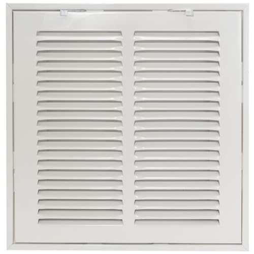 EZ-FLO 10 x 10 Inch (Duct Opening) White Return Air Vent Cover for Wall or Ceiling, 12-11/16 Inch x 12-11/16 Inch (Overall Dimensions), Solid Steel Return Air Grille, HVAC Air Return, 61657