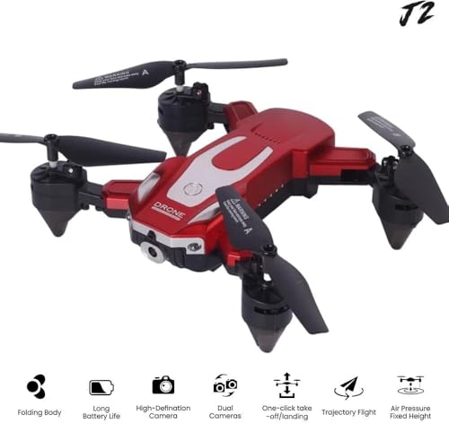Image of J2 Drone with HD Dual Camera | Foldable Quadcopter with Altitude Hold | One-Key Takeoff & Landing | Multiple Flight Modes | Remote Control Drone for Kids & Beginners