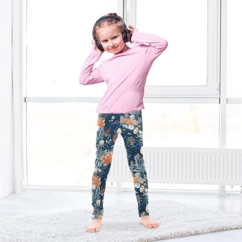 Ocean Coral Shells Girls Leggings Soft Stretch Workout Yoga Dance Pants for Kids Casual Tights4