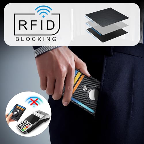 Image of Slim Minimalist Front Pocket Air Tag Wallet, RFID Blocking Card Holder Wallet with Airtag Holder