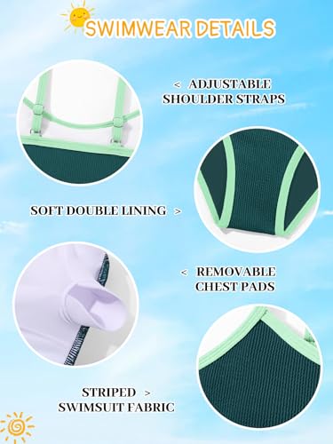 Image of Girl's 2 Piece Swimsuit Solid Spaghetti Strap Bikini Sets Beach Bathing Suit Swimwear for Teen Kids