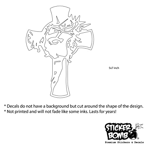 Jesus On The Cross Decal Bumper Sticker - Sticker Bomb Vinyl Decal For Car Truck, Computer, Anywhere! Premium 6 Year Outdoor Vinyl (White, 2) #TOP6
