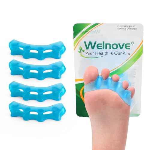 Welnove 5 Pair Toe Separators Spacers for Women,Toe Spacers with Lavender Extract, Toe Straightener for Women Men -Bunion Corrector Toe Stretcher for Hammertoe Yoga Practice(M)