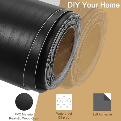 Image of uxcell Wood Grain Tape, 2 inch x33 Ft Self Adhesive Wood Grain Repair Patch for Baseboards, Doors, Floor Repair, Furniture Home Decor Black Wood