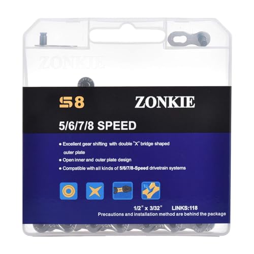 ZONKIE 6/7/8-Speed Bike Chain, 118 Links