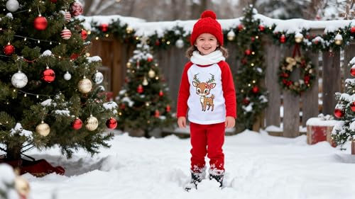 Image of Tkria Boys Girls Christmas Shirts for Kids Deer Monster Truck Excavator T-Shirt Long Sleeve Sweatshirt Toddler Tee Top 2-10T
