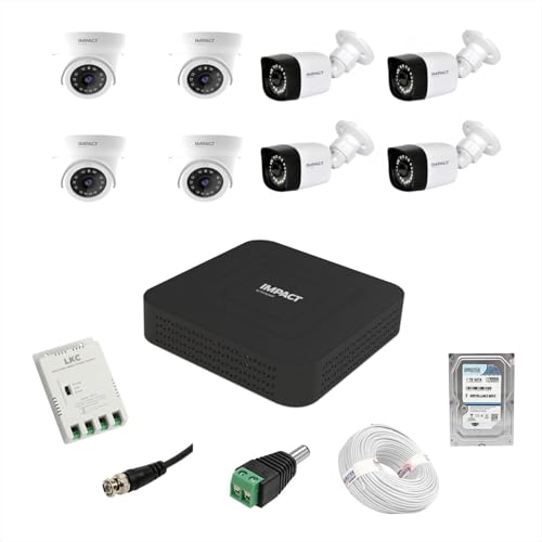 Image of IMPACT BY HONEYWELL 2MP Wired CCTV Security Kit with 8 Channel DVR, 4 Dome Cameras, 4 Bullet Cameras, 1TB Hard Disk and Accessories, Indoor Outdoor Use, White, Made in India
