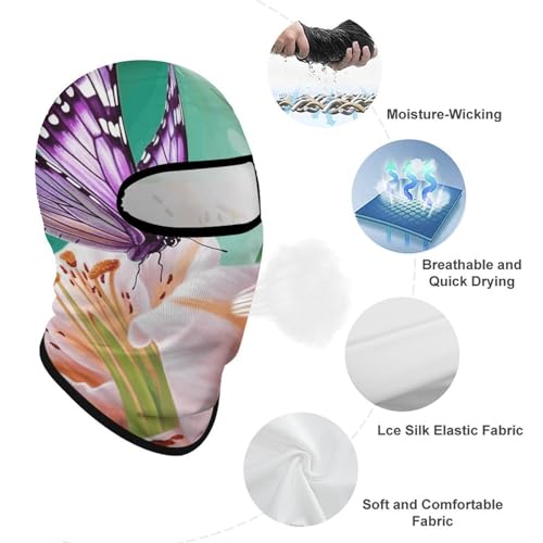 Balaclava para hombre, máscara para esquí y ciclismo, cubreboca con diseño de lirios y mariposas para invierno miniatura 3