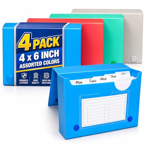 Étuis pour fiches d'index 7,6x12,7 cm 1InTheOffice colorés en lot de 4