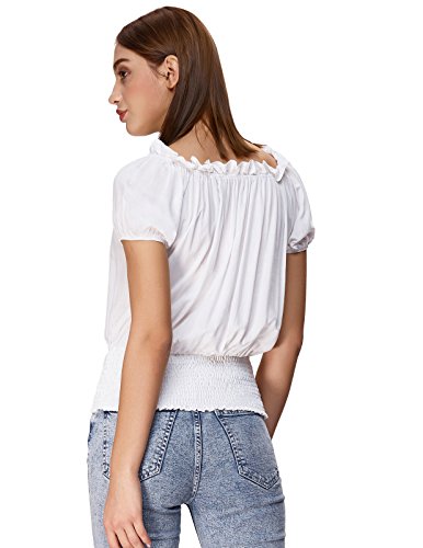 Women Off Shoulder Peasant Blouse Pirate Boho Tops T Shirts M Ivory #TOP3