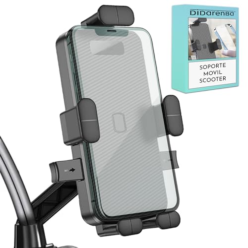 Soporte movil Scooter Moto retrovisor 5 sujeciones fijacion al Espejo retrovisor Estabilidad Maxima Compatible con Todos los Smartphones rotacion 360º antivibracion