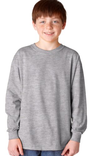 Gildan boys Heavy Cotton Long-Sleeve T-Shirt(G540B)-SPORT GREY-S