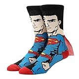 Bioworld Superman Men's Casual Crew Socks With Cape Attachments