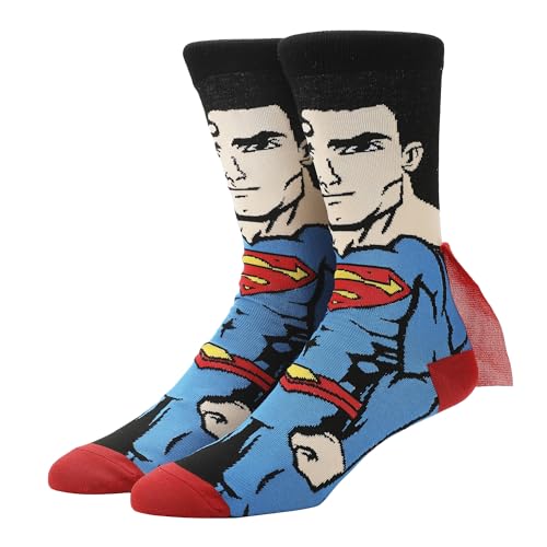 Bioworld Superman Men's Casual Crew Socks With Cape Attachments
