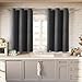 BGment Dark Grey Short Blackout Curtains for Small Windows, 38 x 45 Inch Thermal Insulated Tier Set of 2 Panels Sun Blocking Drapes for Kitchen Bedroom