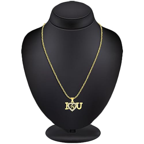 MK JEWELLERS Women's Latest Fashionable Alloy Material Plated Pendant | Diamond Heart Shape Necklace (N Alphabet)