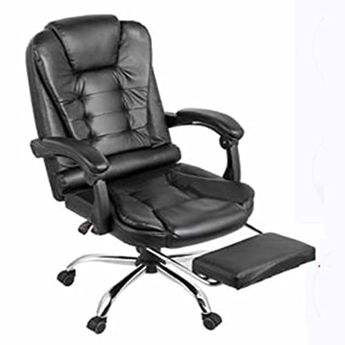 Happybuy Executive Office Chair with Footrest, Black, PU Leather, Ergonomic, High Back, Swivel, 140kg Weight Limit