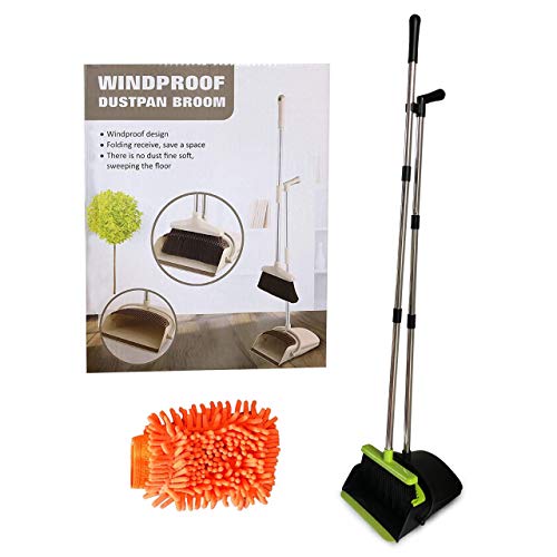 Modern Genie- Broom and Dustpan - Dust Pan with Long Handle-Broom and Dustpan Set- Kitchen Broom -Lobby Broom - Easy On Your Back- Lightweight- Windproof- Easily Collapsible- 50