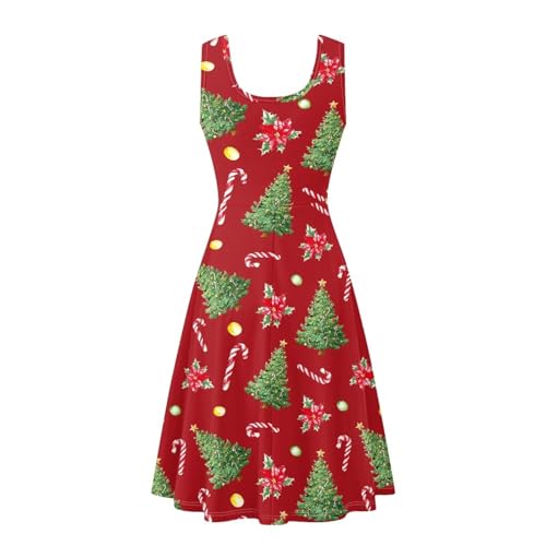 Image of Women's Casual Loose Sundress Midi Sleeveless Crewneck Dress Summer Beach Tank Dress with Pockets