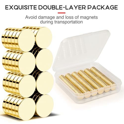 Image of 120 Pcs Gold Fridge Magnets, 10x3mm Small Rare Earth Magnets Neodymium Magnet for Refrigerator School, Whiteboard, Crafts, DIY