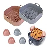 2pcs Air Fryer Silicone Liners Pot Basket Square, Easy Cleaning Air Fryer Accessory, Replace of Parc