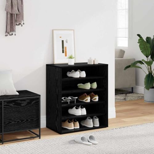 SooIarix Zapatero de madera de roble negro, 60 x 35 x 70 cm, con 5 estantes estrechos para ahorrar espacio, cerrado para zapatero, pared y almacenamiento de zapatos en interiores