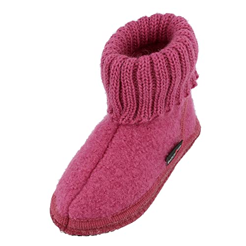 HAFLINGER Hüttenschuh Karl Filzpantoffel mit Kragen Hausschuh Pink, Gr. 28
