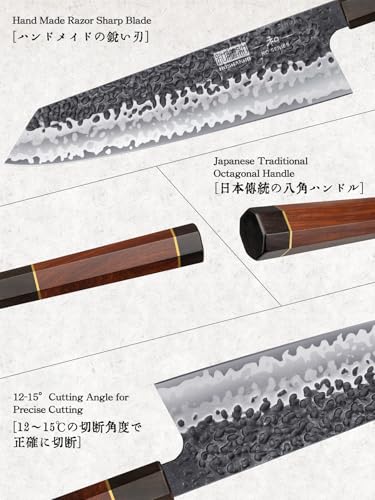 Image of HOSHANHO 9 Inch Kiritsuke Chef Knife, Japanese Hand Forged 9 Layers 10Cr15CoMoV High Carbon Steel Kitchen Knife, Professional Chef's Knife with Ergonomic Rosewood Handle