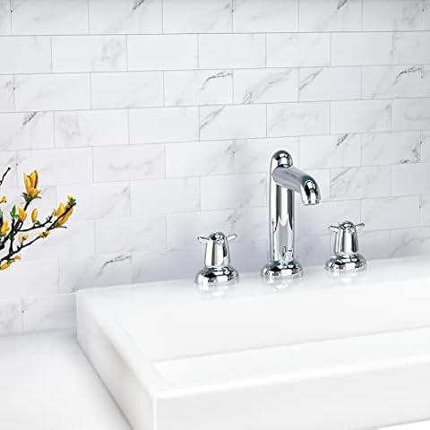 BeNice Peel and Stick Wall Tiles Stickers,Subway Tiles Self Adhesive Splashbacks Bathroom Tiles Metal Adhesive Tiles(5sheets,Carrara White) Cover