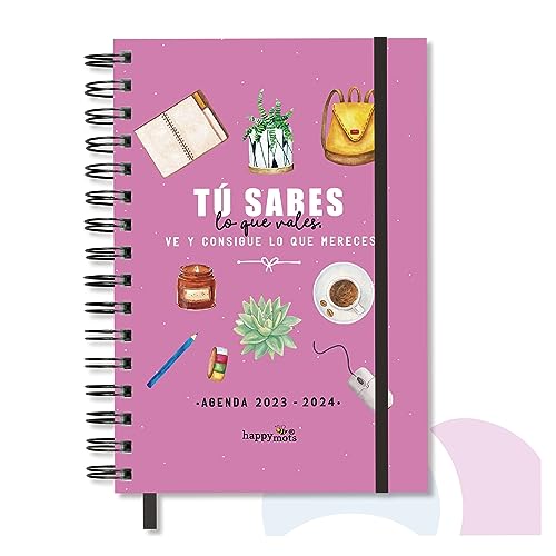 Agenda escolar 2026 Happymots | Agenda semana vista 12 meses completos | Agenda anual 2026 2026 desde septiembre 2026 a agosto 2026 | Incluye Planificador, Calendario y Stickers | Tamaño A5