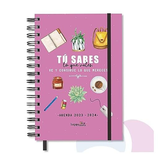 Agenda escolar 2025 Happymots | Agenda semana vista 12 meses completos | Agenda anual 2025 2025 desde septiembre 2025 a agosto 2025 | Incluye Planificador, Calendario y Stickers | Tamaño A5