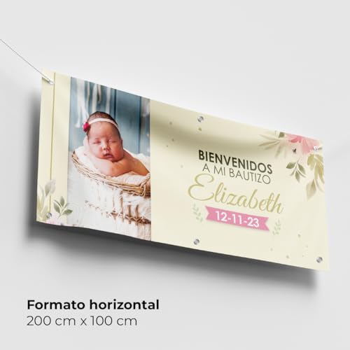 Miniatura 2 de Cartel Personalizado Para Bautizo Con Foto, Nombre Y Fecha En 21 Tamaños Ideal Como Pancarta Personalizada Con Lona Impresión Uv - Banner O Photocall Para Decoración Bautizo Niño O Niña Beige