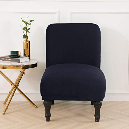 Armless Accent Chair Cover, Large Size Armless Slipper Chair Slipcover, Stretch Universal Thin Fabric Living Room Chair Cover Furniture Protector Removable Washable For Home Hotel Living Room (Navy) #TOP1