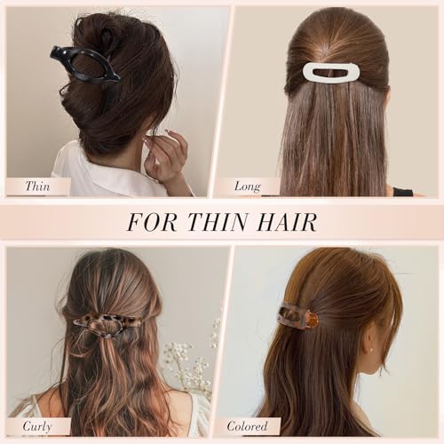 Obeoby 8 PCS Flat Hair Clips, Easter Gifts Tortoiseshell Flat Claw Clips 2 Styles Hair Claws for Women Girls Medium Hair Volume — view 6