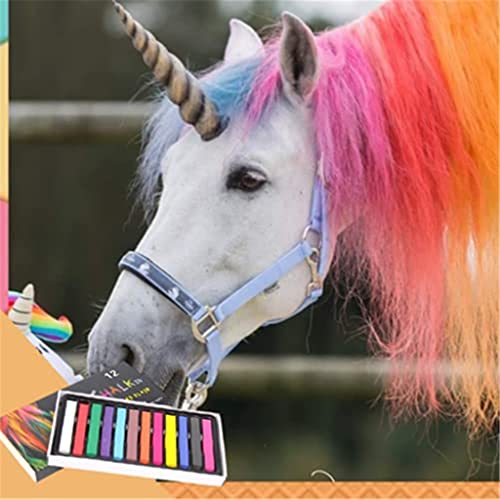 Glam Equine Hair Chalk Set - Bright Temporary Washable Colors for Horses, Kids and Pets, Safe for All (12/24/36 Colors)