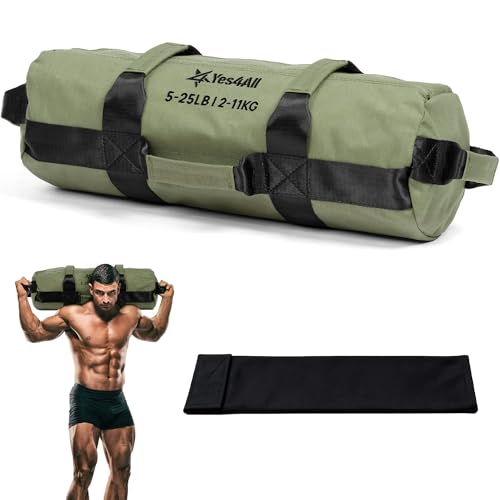 Yes4All Workout Sandbags, Heavy Duty Sandbags - Army Green - S